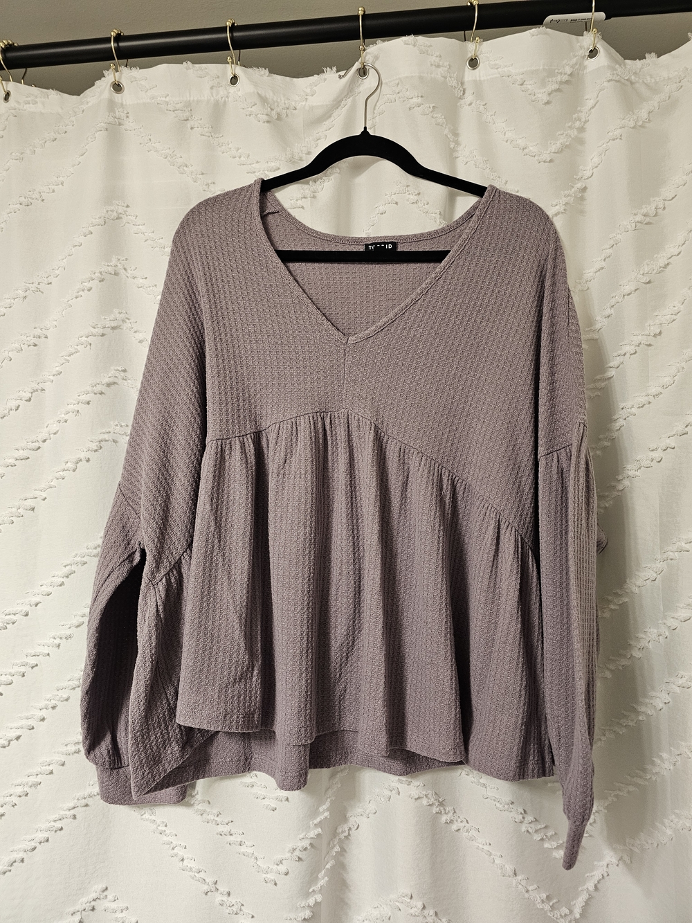 torrid Waffle V-Neck Peplum Top - Dusty Mauve